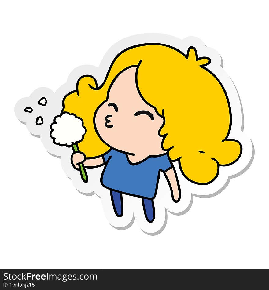 sticker cartoon of cute kawaii girl