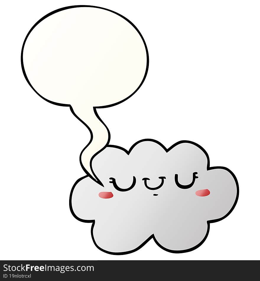 Cute Cartoon Cloud And Speech Bubble In Smooth Gradient Style