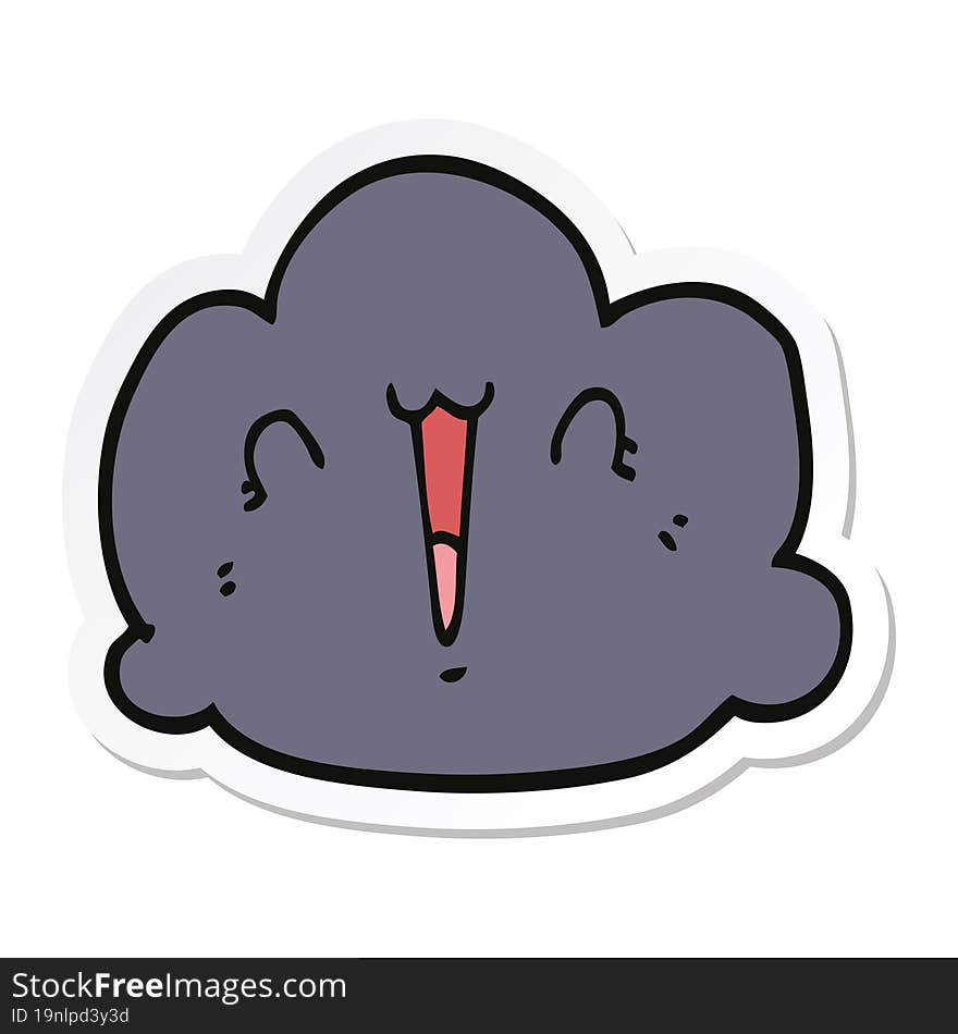 sticker of a happy cloud cartoon