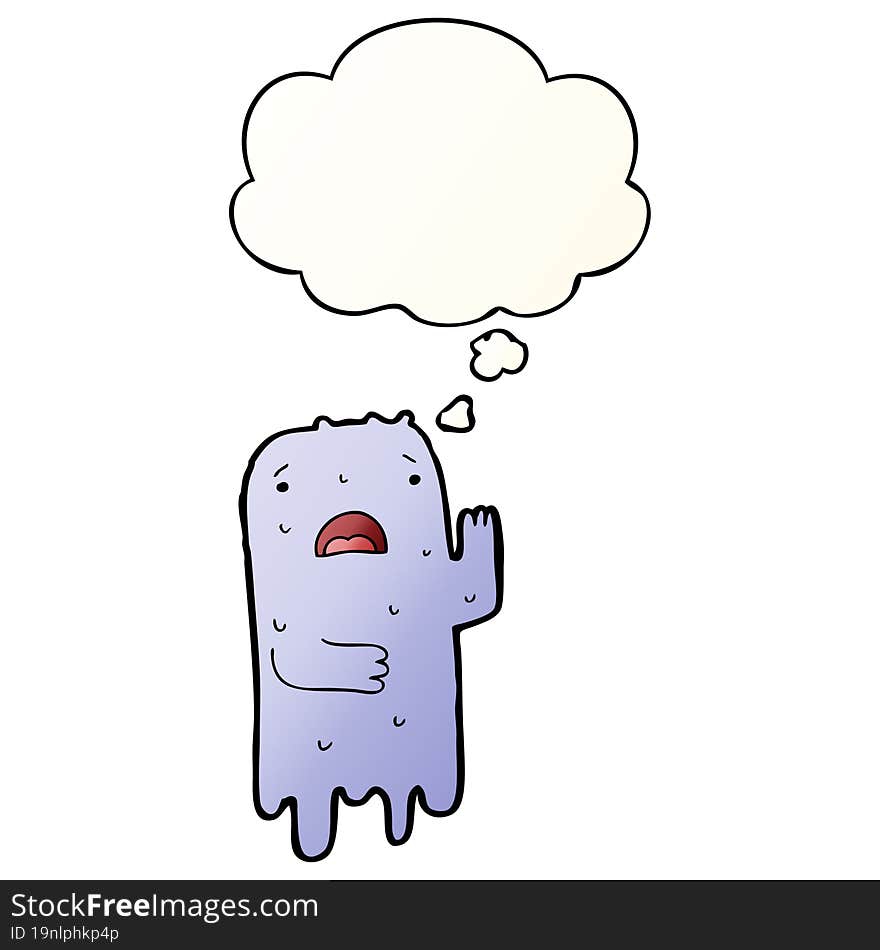 cartoon ghost and thought bubble in smooth gradient style