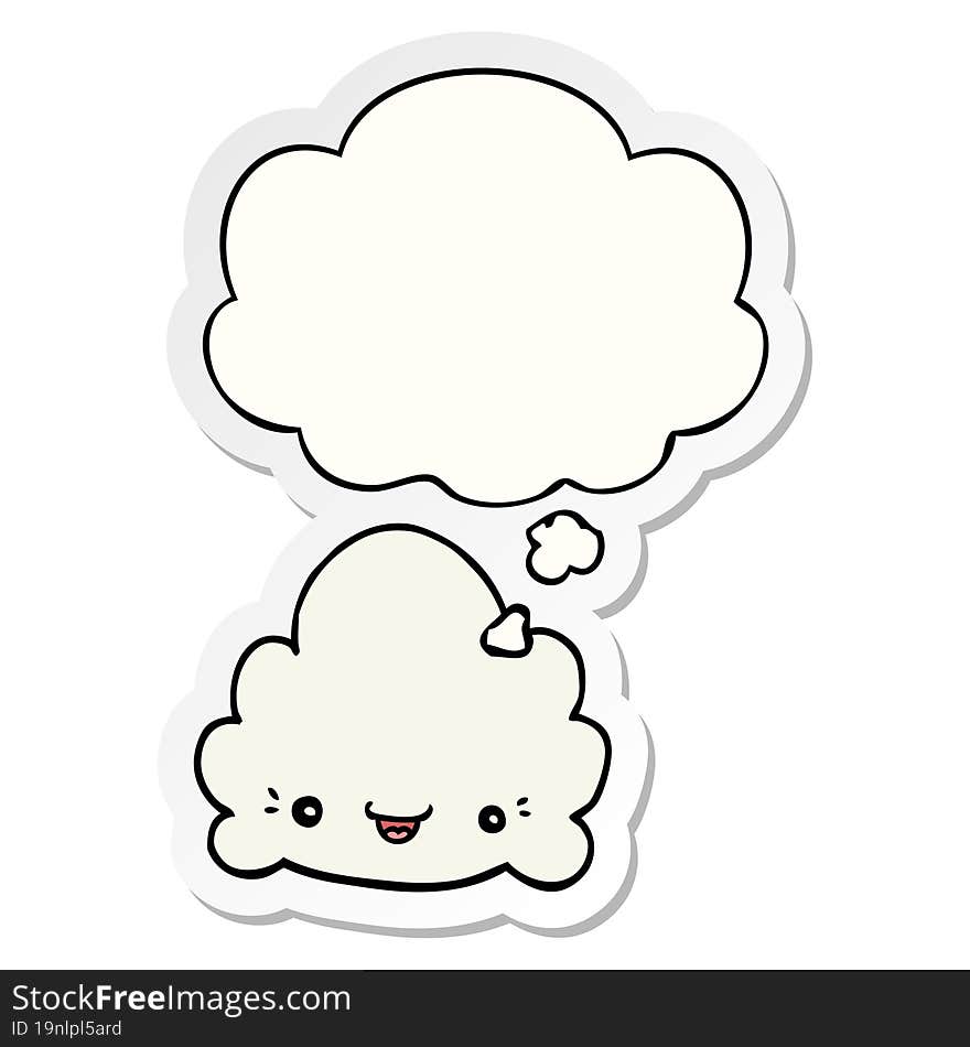 cartoon cloud and thought bubble as a printed sticker