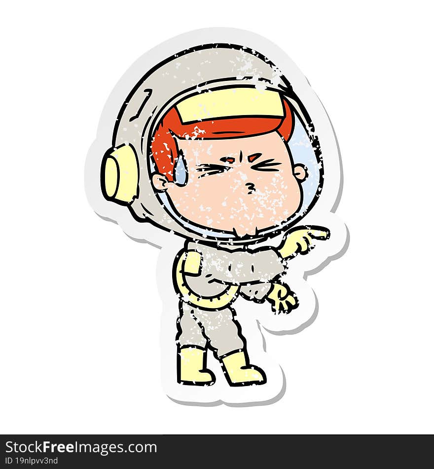 Distressed Sticker Of A Cartoon Stressed Astronaut