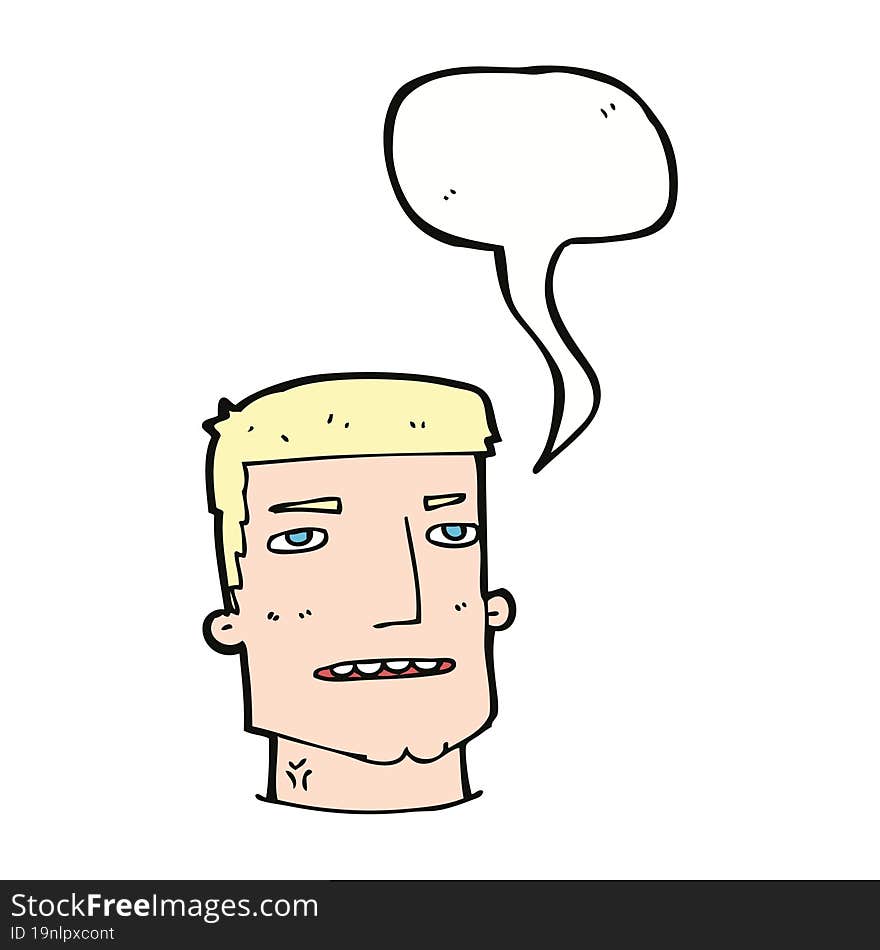 cartoon male head with speech bubble