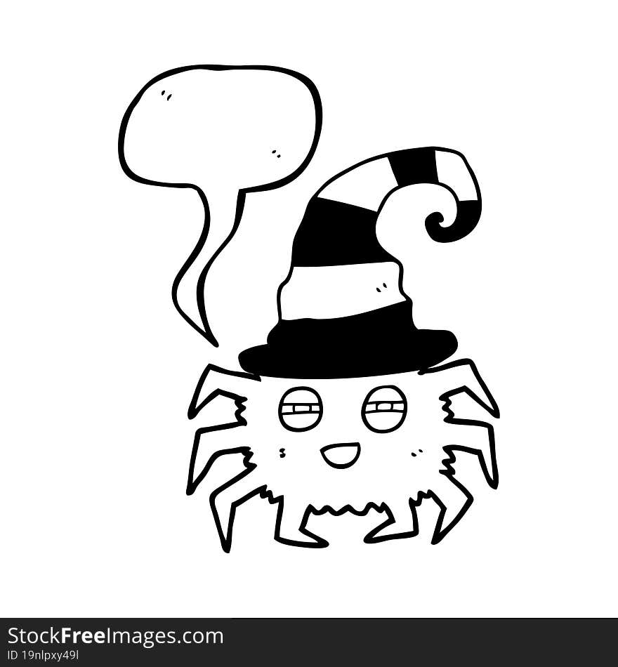 Speech Bubble Cartoon Halloween Spider