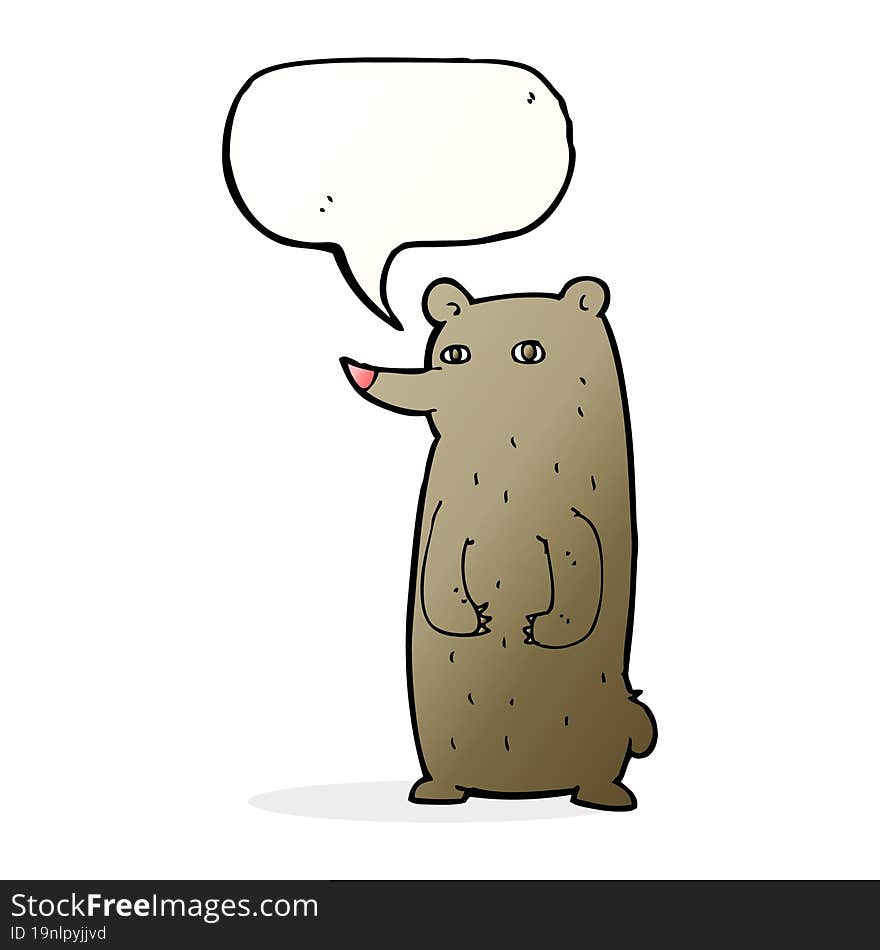 funny cartoon bear with speech bubble