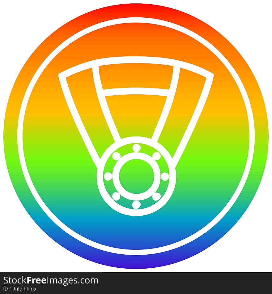 medal award circular in rainbow spectrum