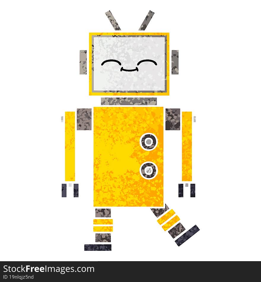 Retro Illustration Style Cartoon Robot