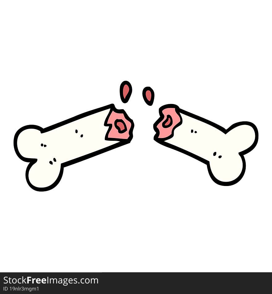 hand drawn doodle style cartoon broken bone