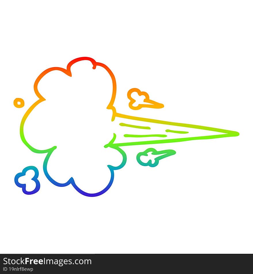 rainbow gradient line drawing cartoon whooshing cloud