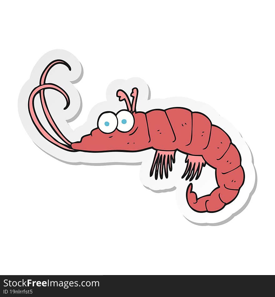 sticker of a cartoon shrimp