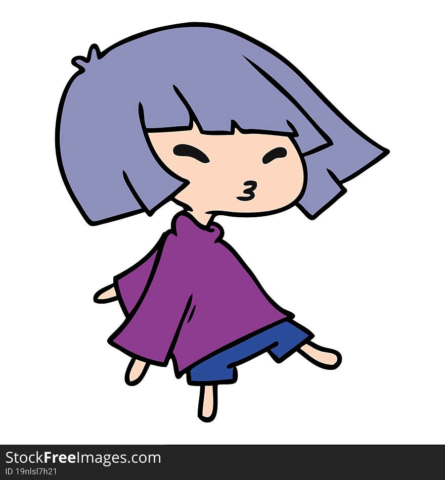 cartoon illustration of a cute kawaii girl. cartoon illustration of a cute kawaii girl