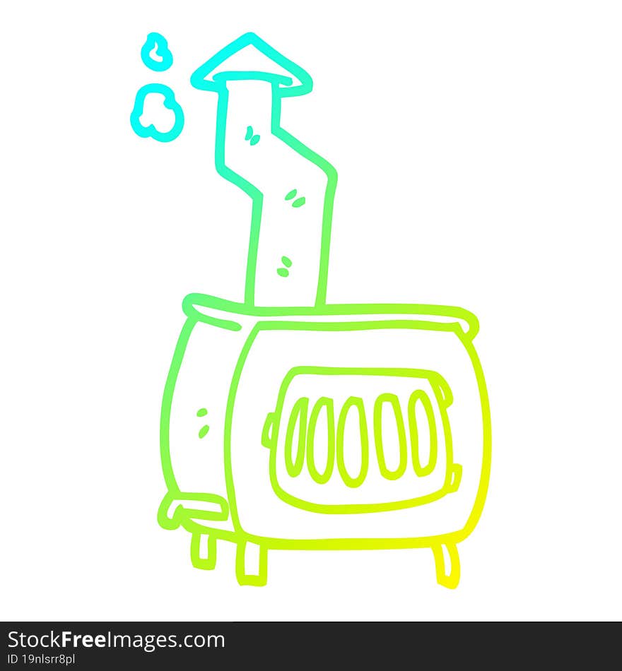 cold gradient line drawing cartoon old wood burner