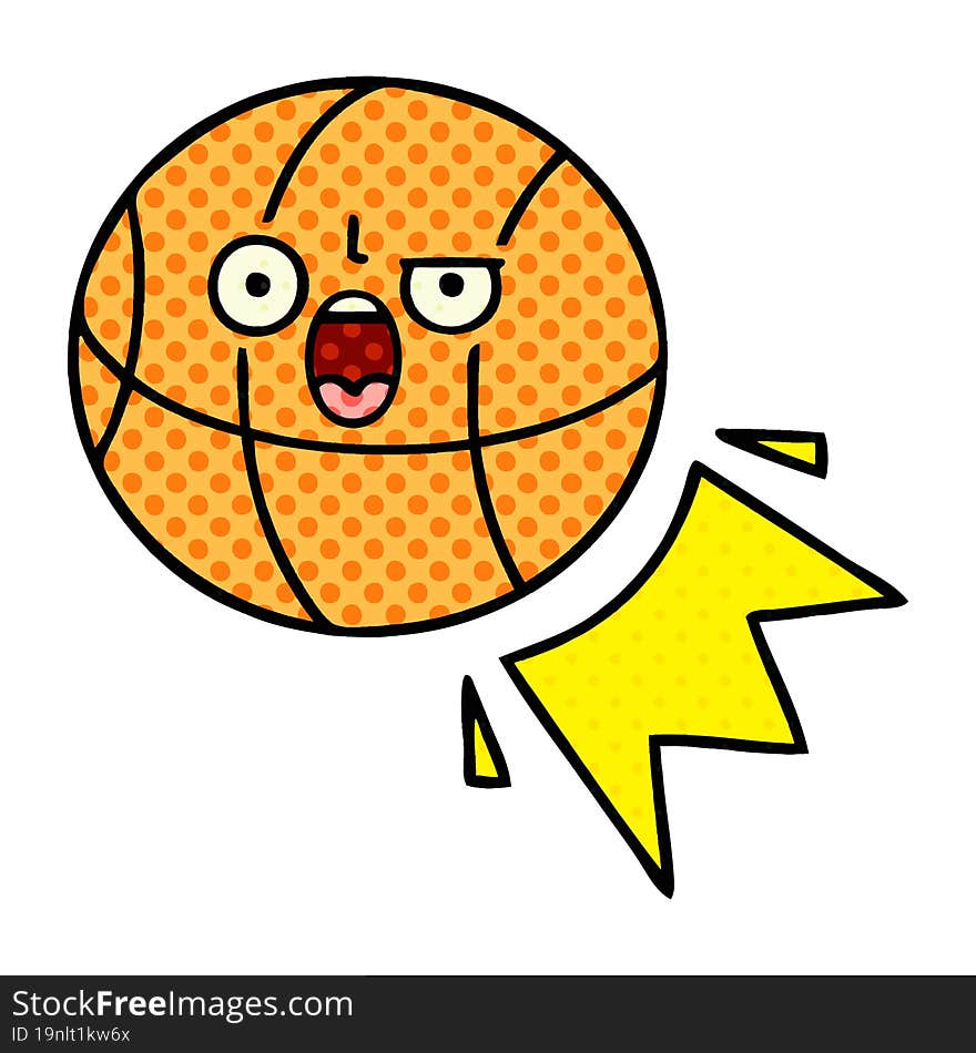 comic book style cartoon of a basketball