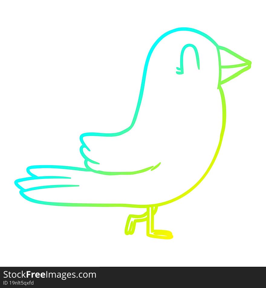 Cold Gradient Line Drawing Cartoon Bird