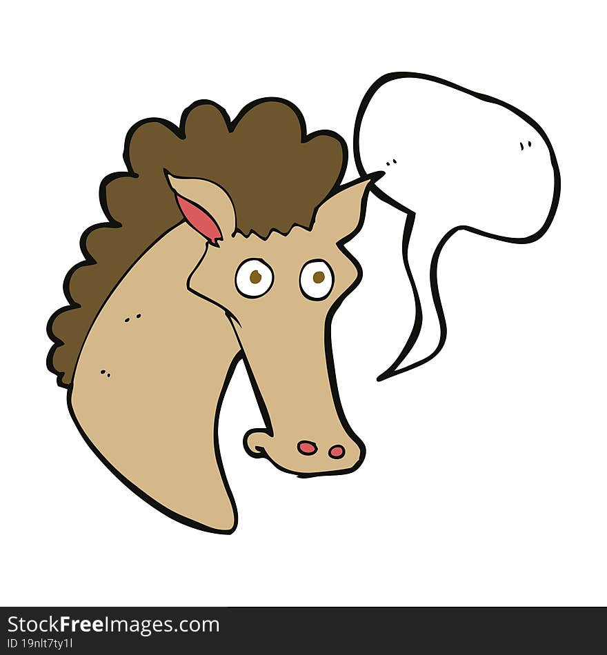 cartoon horse head with speech bubble