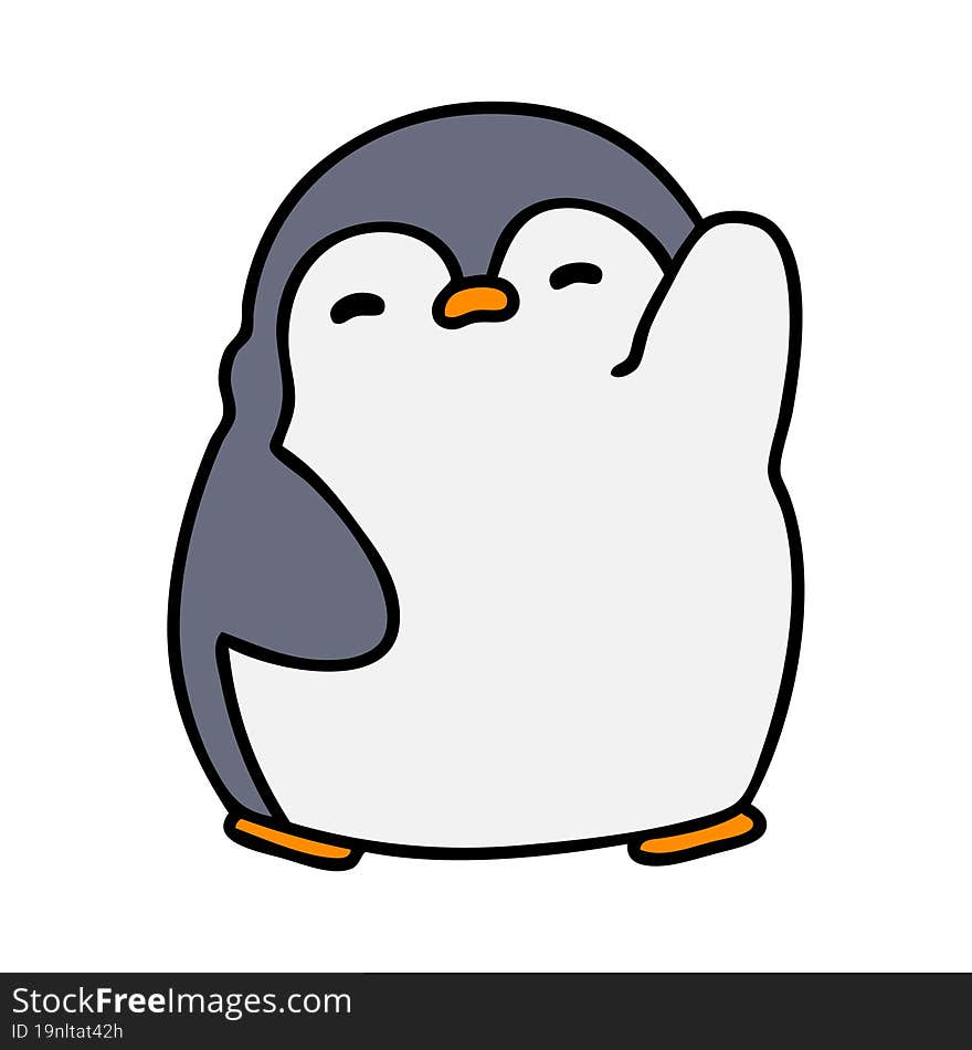 Cute Christmas Penguin Waving