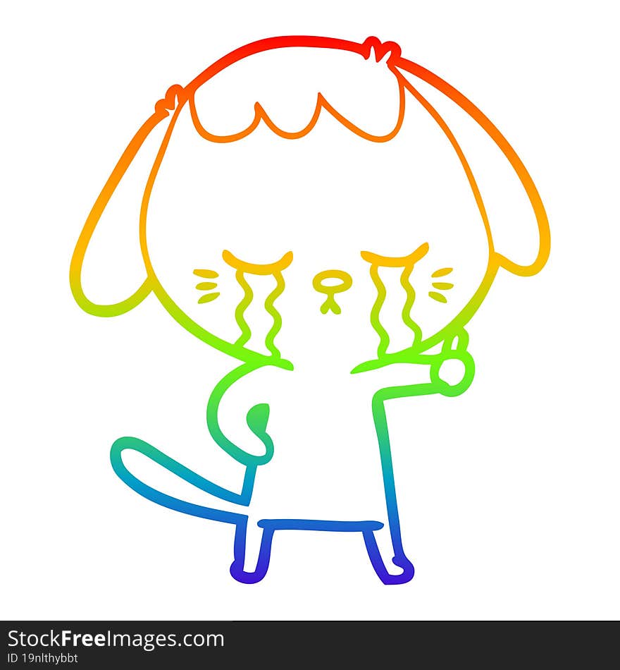 Rainbow Gradient Line Drawing Cartoon Dog