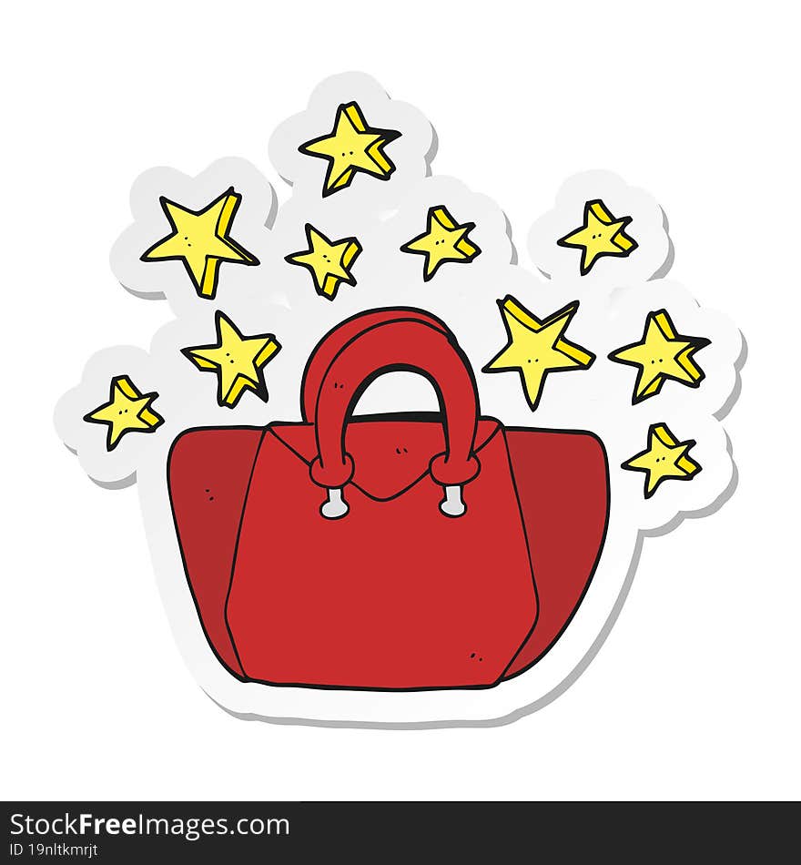 sticker of a cartoon expensive handbag