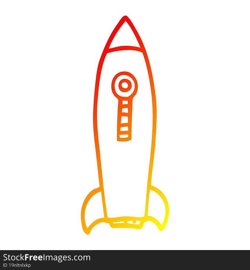 warm gradient line drawing cartoon space rocket