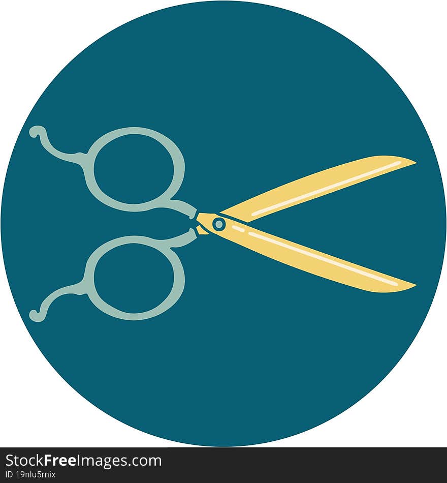 tattoo style icon of barber scissors