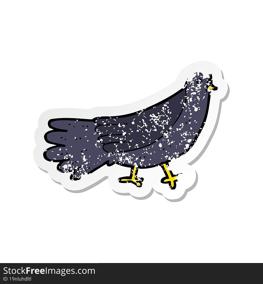 Retro Distressed Sticker Of A Cartoon Bird