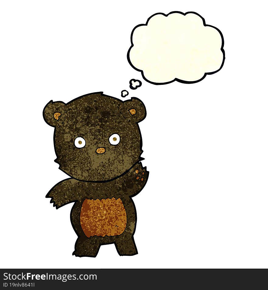 cute cartoon black bear with thought bubble