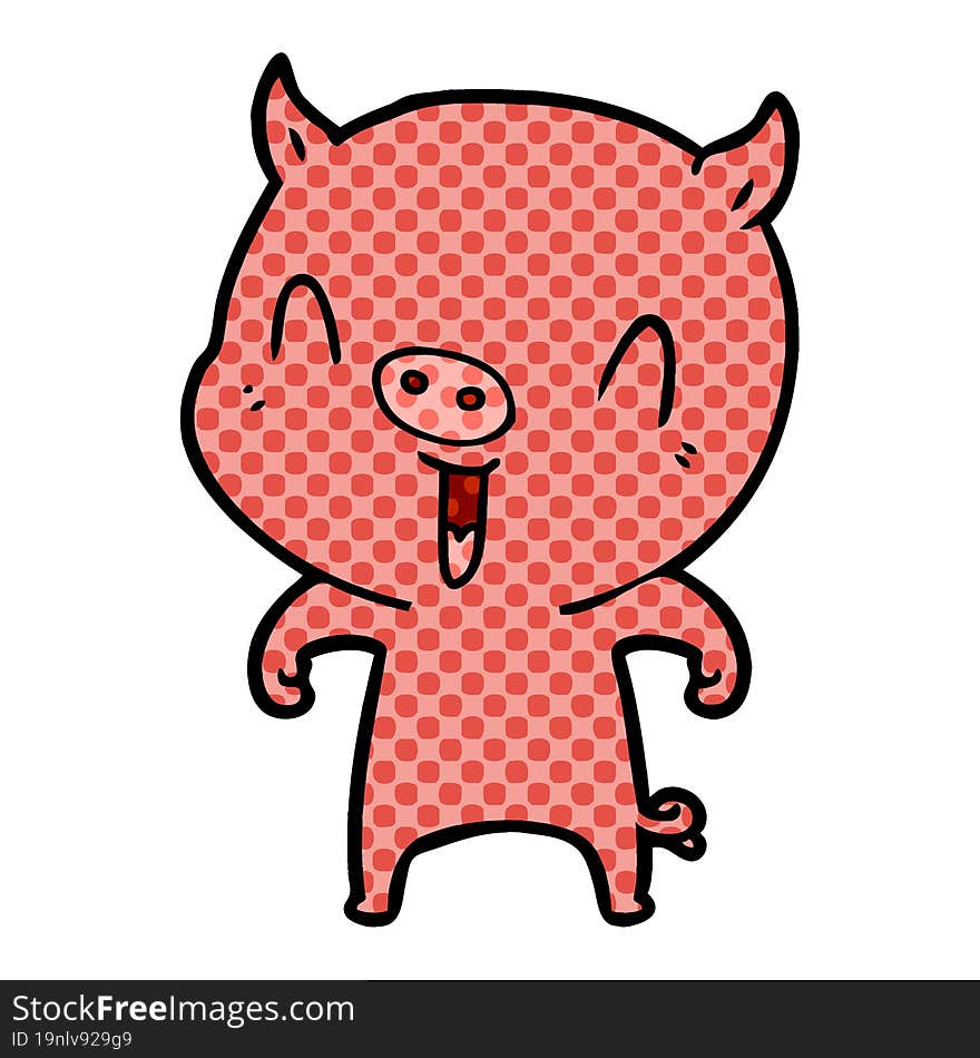 happy cartoon pig. happy cartoon pig