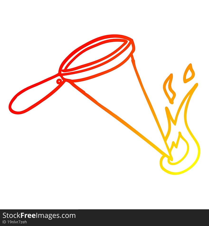 warm gradient line drawing cartoon magnify glass