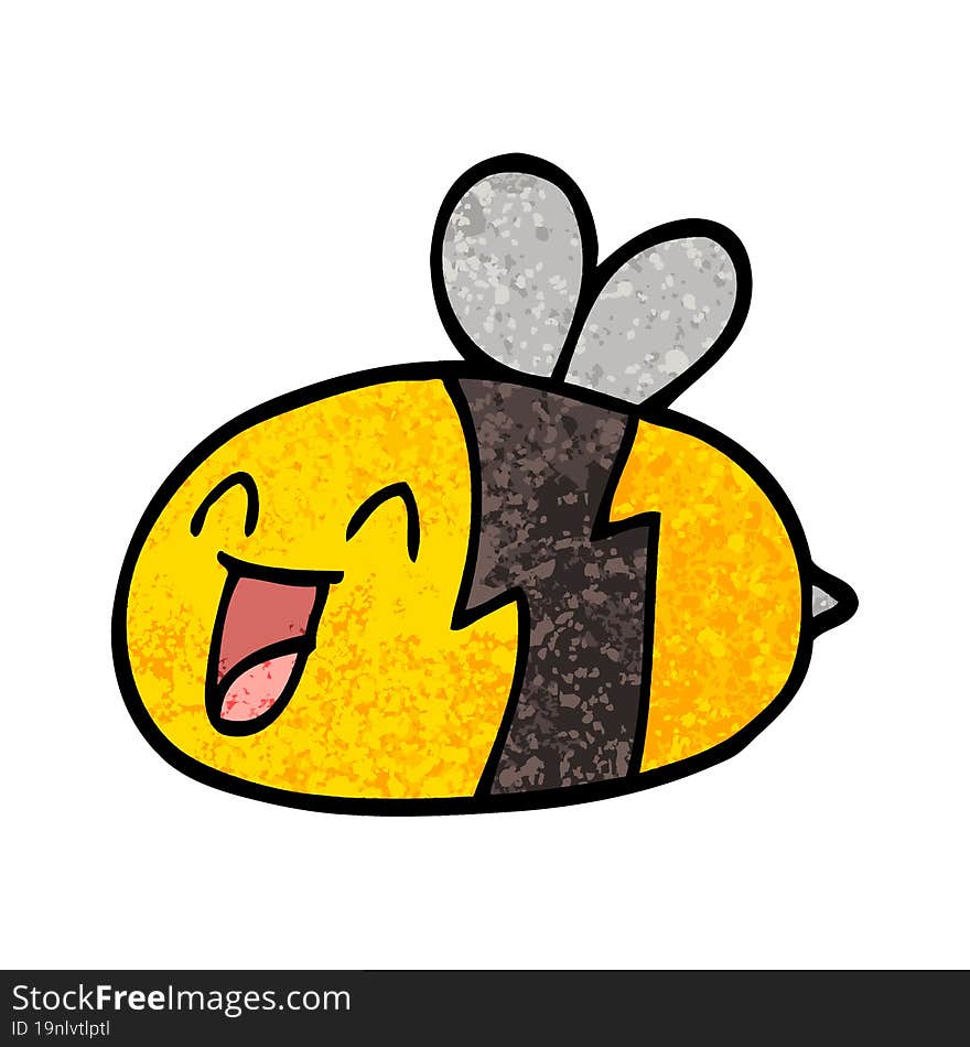 Grunge Textured Illustration Cartoon Bee