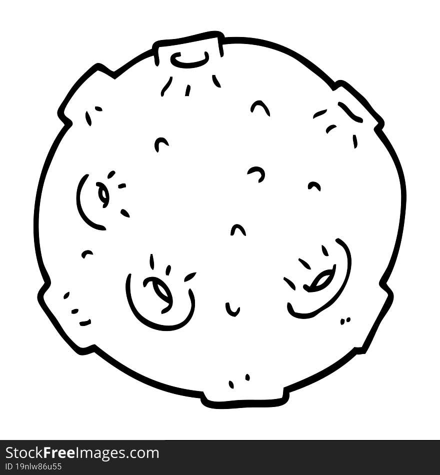 line drawing cartoon moon with craters