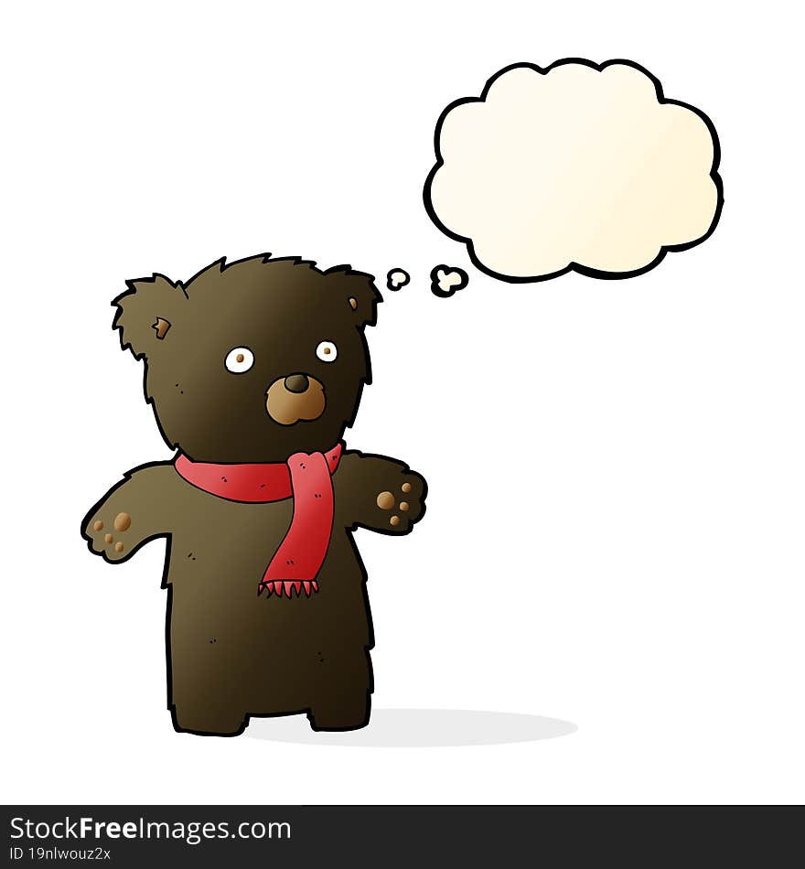 Cartoon Cute Black Bear With Thought Bubble