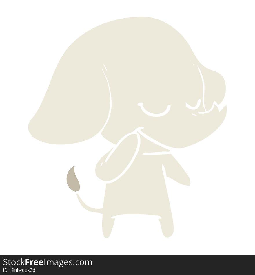 Flat Color Style Cartoon Smiling Elephant