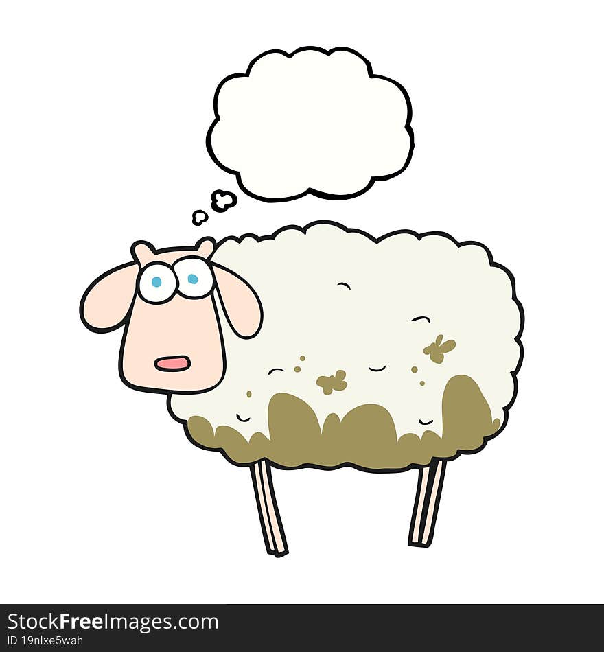 thought bubble cartoon muddy sheep