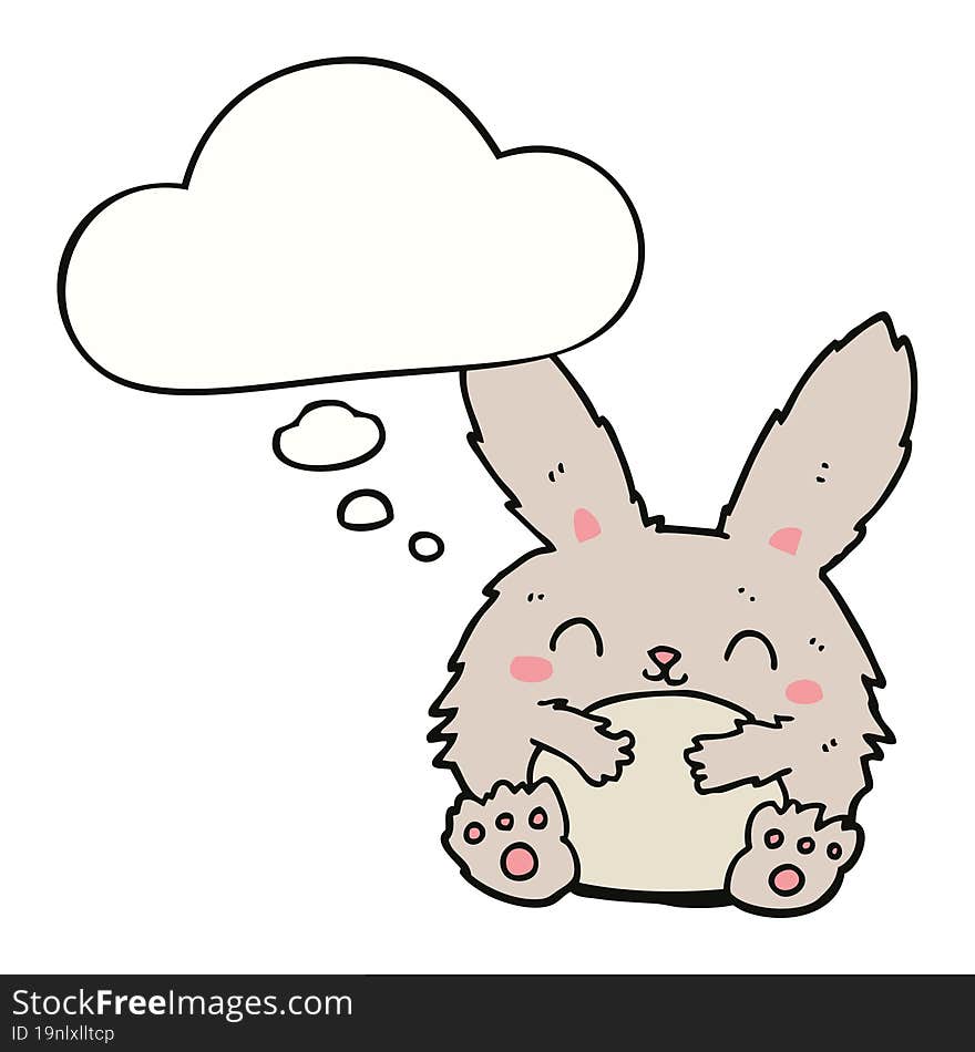 Cute Cartoon Rabbit And Thought Bubble