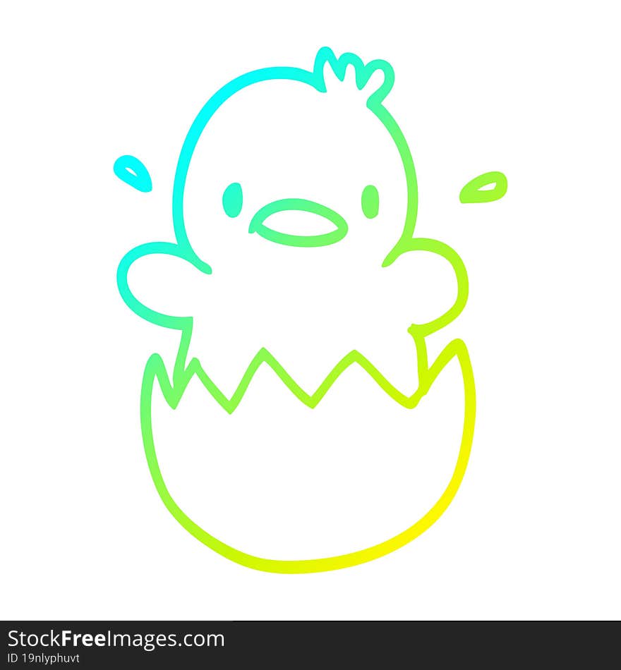 Cold Gradient Line Drawing Cartoon Baby Duck