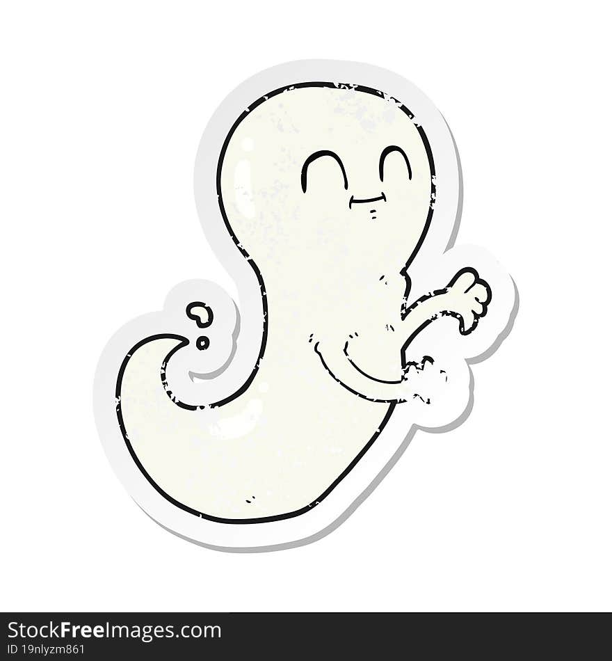 retro distressed sticker of a cartoon ghost