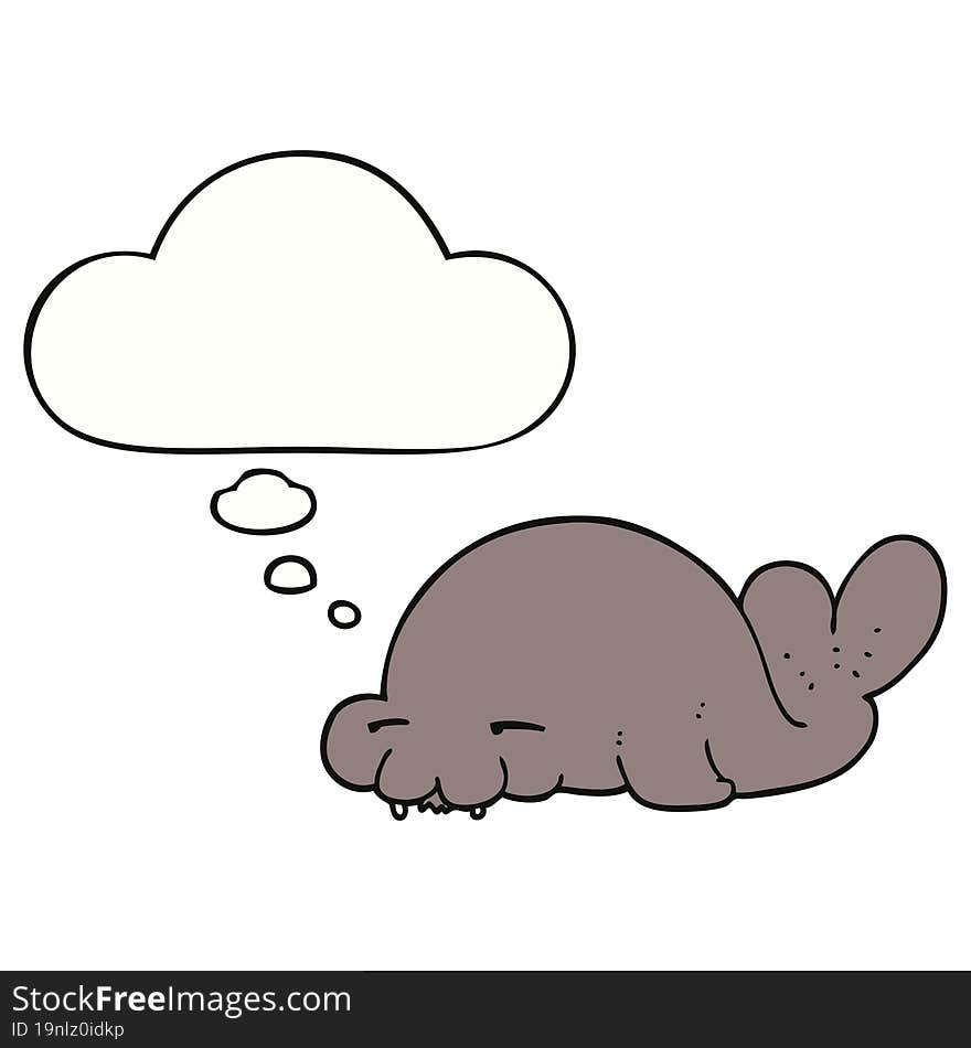 cartoon seal and thought bubble