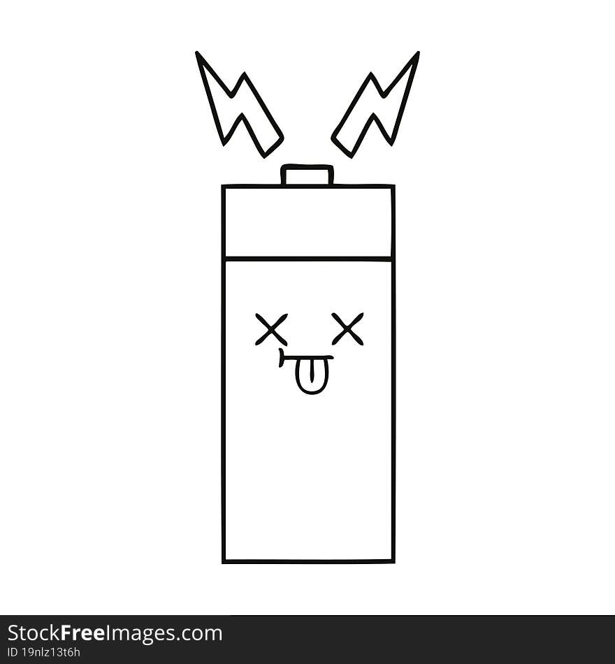 Line Drawing Cartoon Battery