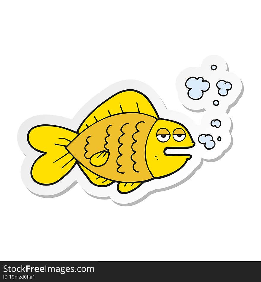 sticker of a cartoon funny fish