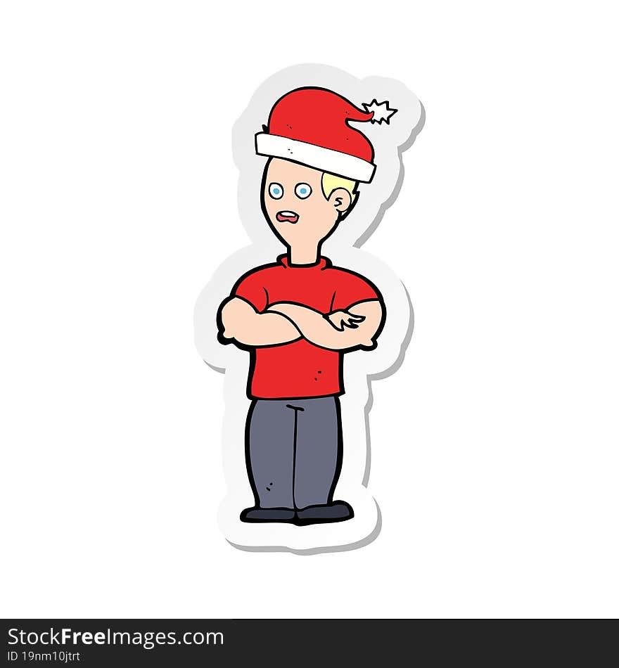 sticker of a cartoon man ready for christmas