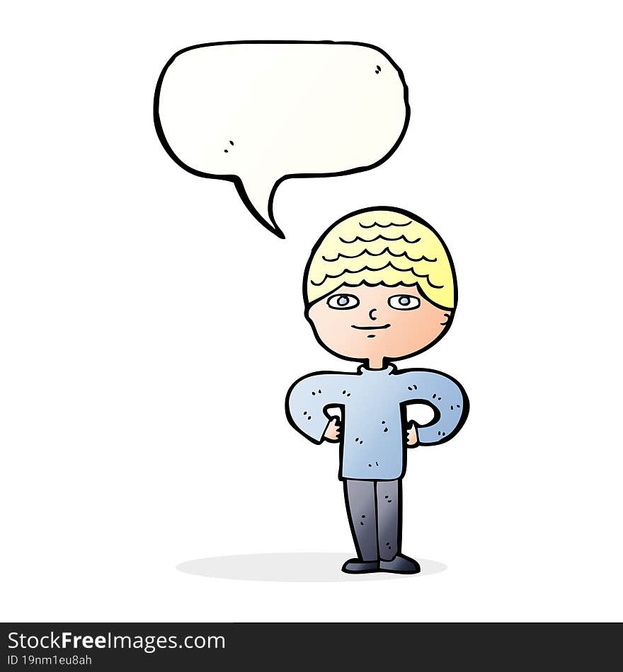 cartoon proud man with speech bubble