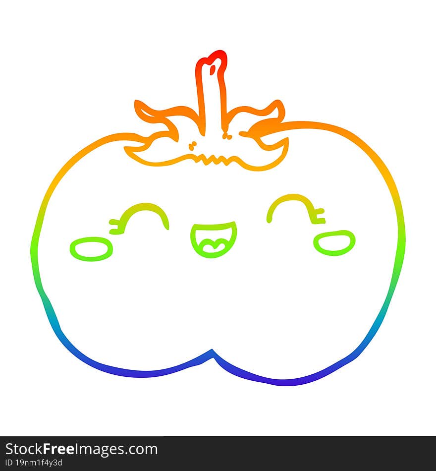 Rainbow Gradient Line Drawing Cartoon Tomato