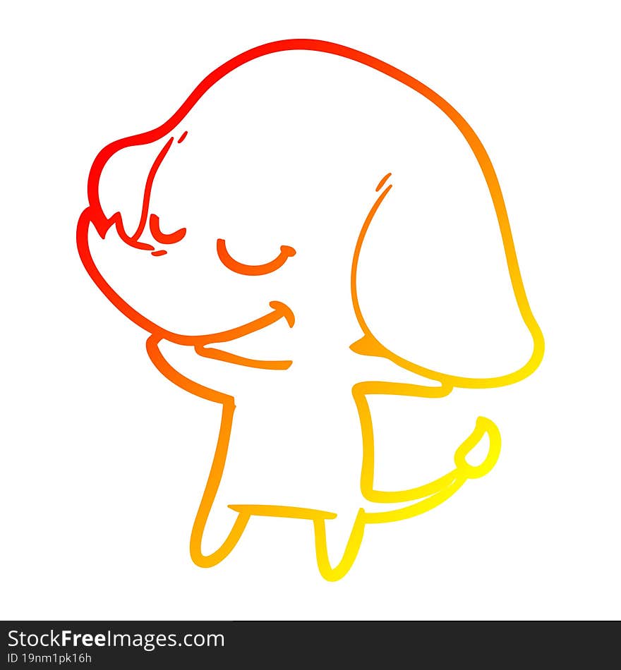 warm gradient line drawing cartoon smiling elephant