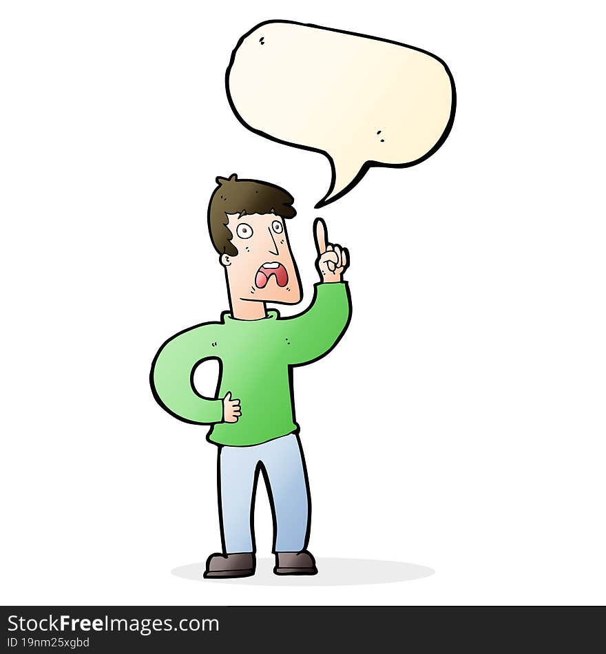 cartoon man with complaint with speech bubble