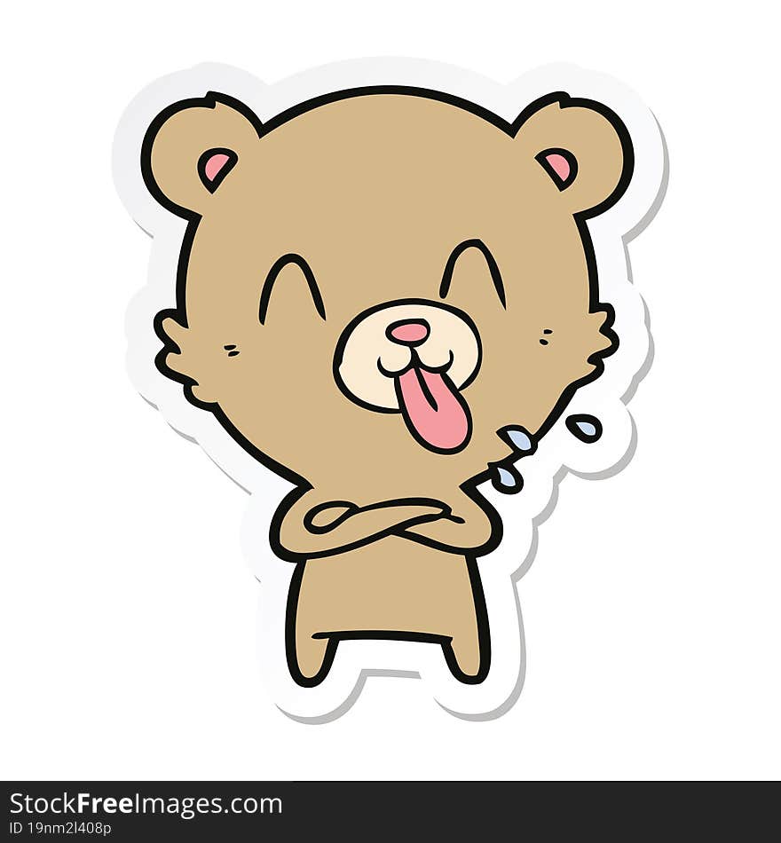 sticker of a rude cartoon bear