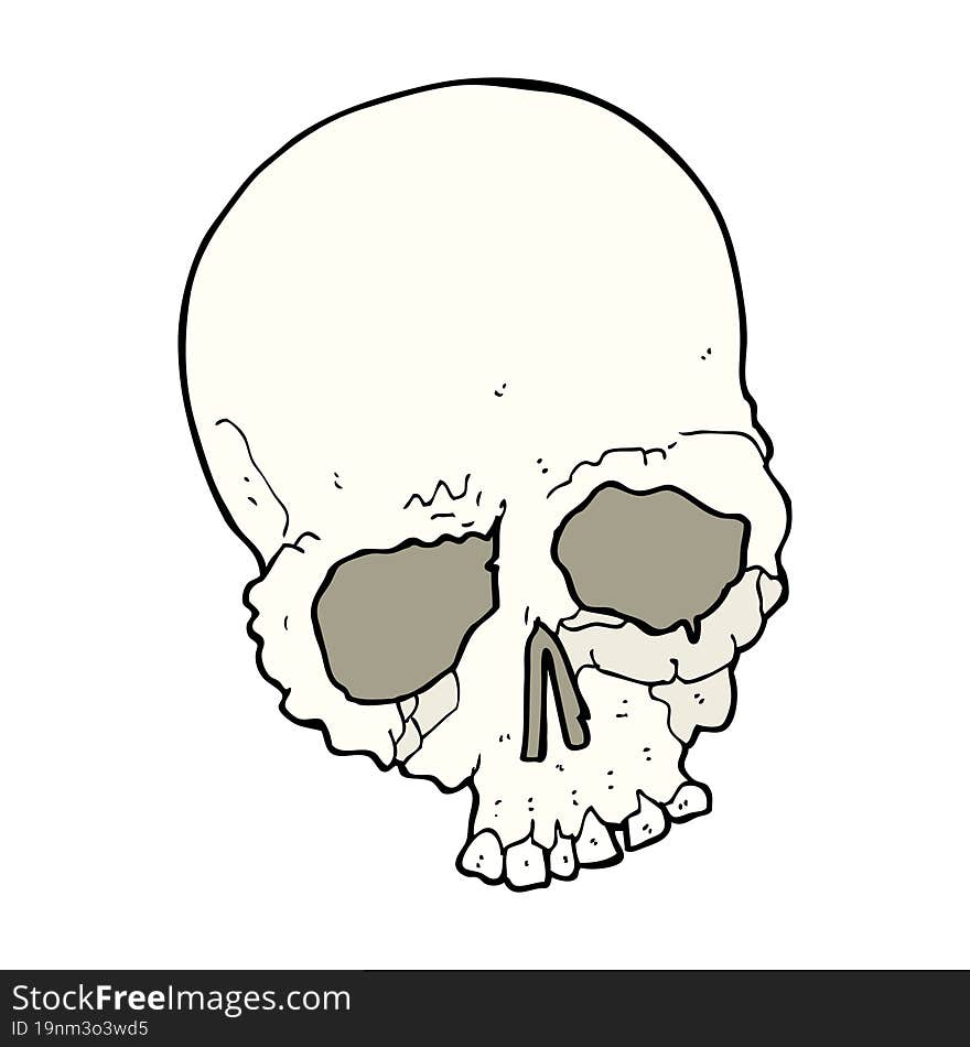 cartoon spooky old skull