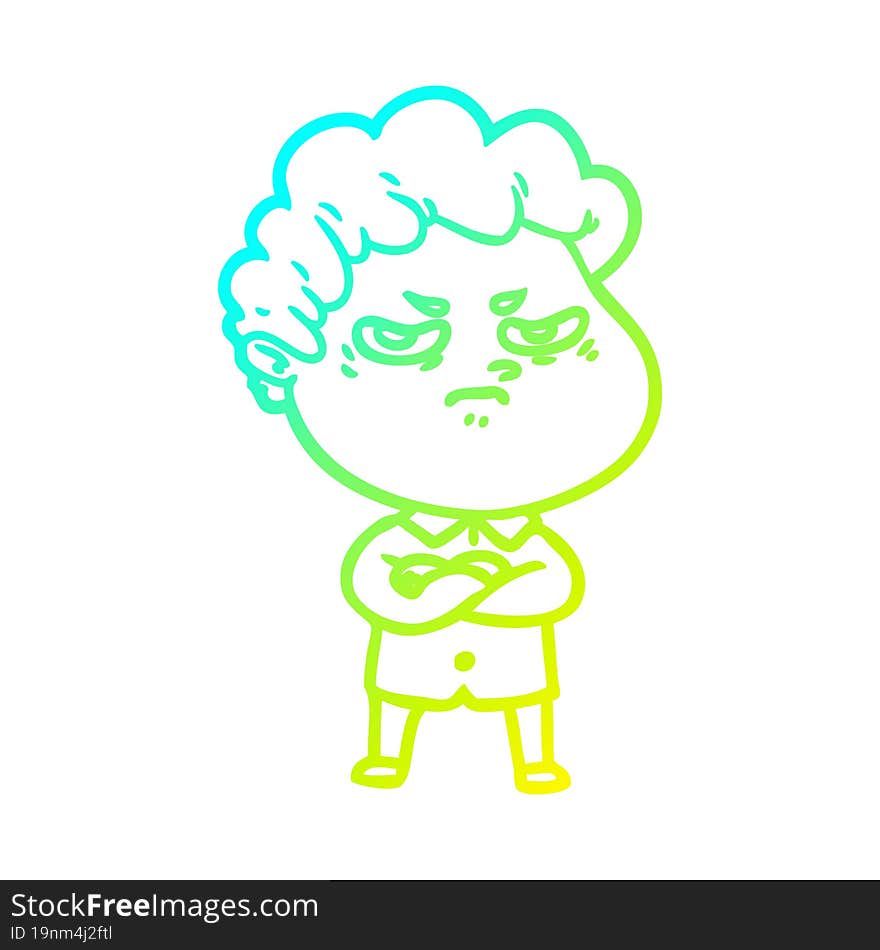 cold gradient line drawing cartoon angry man