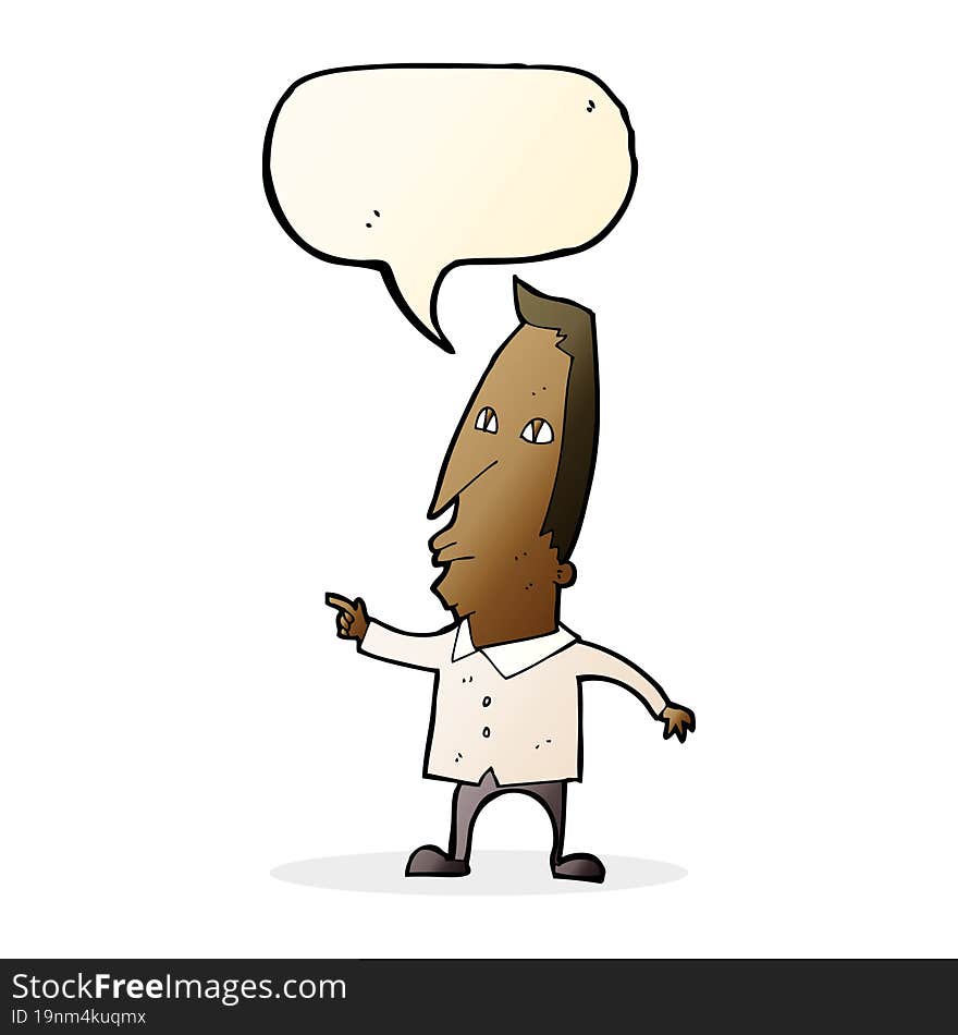 cartoon pointing man with speech bubble