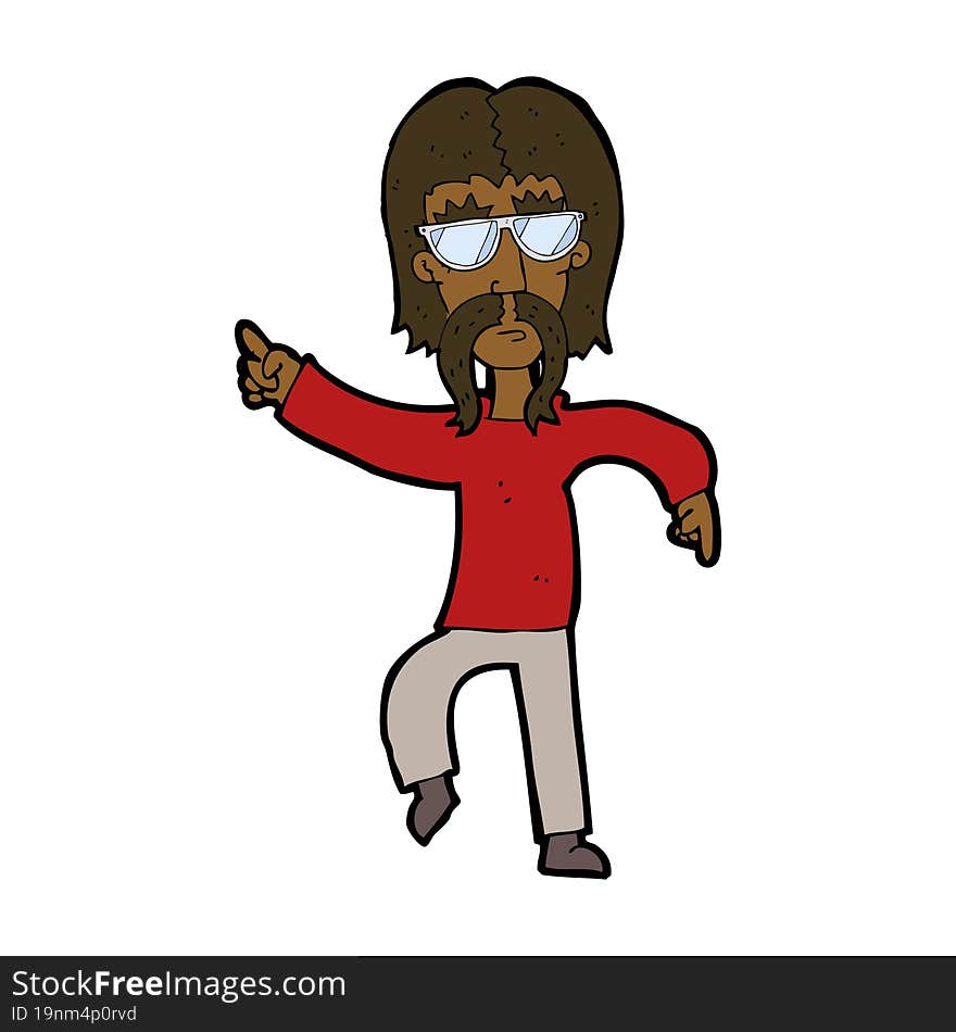 cartoon hippie man wearing glasses