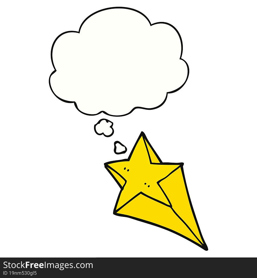 cartoon shooting star with thought bubble. cartoon shooting star with thought bubble